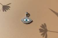 Marquise Evil Eye Watch Charm in 925 Sterling Silver