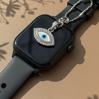 Marquise Evil Eye Watch Charm in 925 Sterling Silver