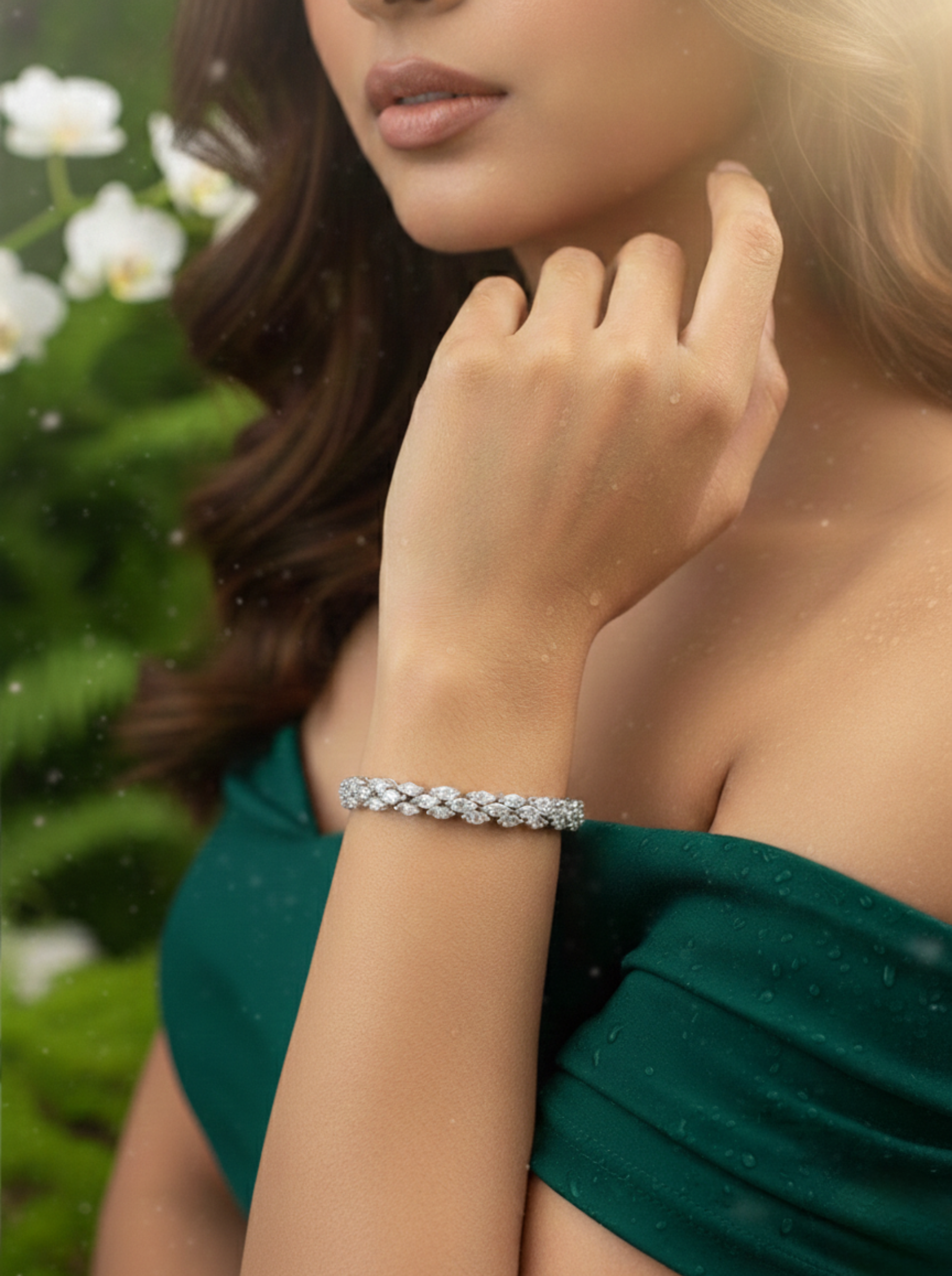 Marquise Cluster Tennis Bracelet – 925 Sterling Silver Statement