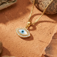 Marquise Evil Eye Pendant Necklace – 925 Sterling Silver
