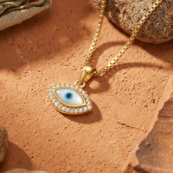 Marquise Evil Eye Pendant Necklace – 925 Sterling Silver