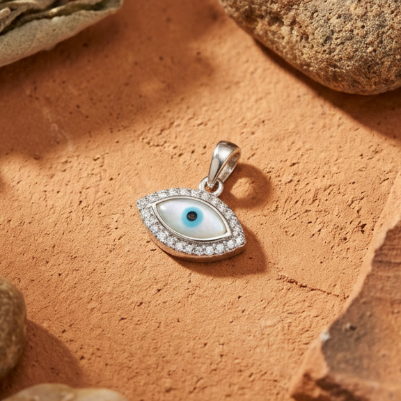 Marquise Evil Eye Pendant Necklace – 925 Sterling Silver