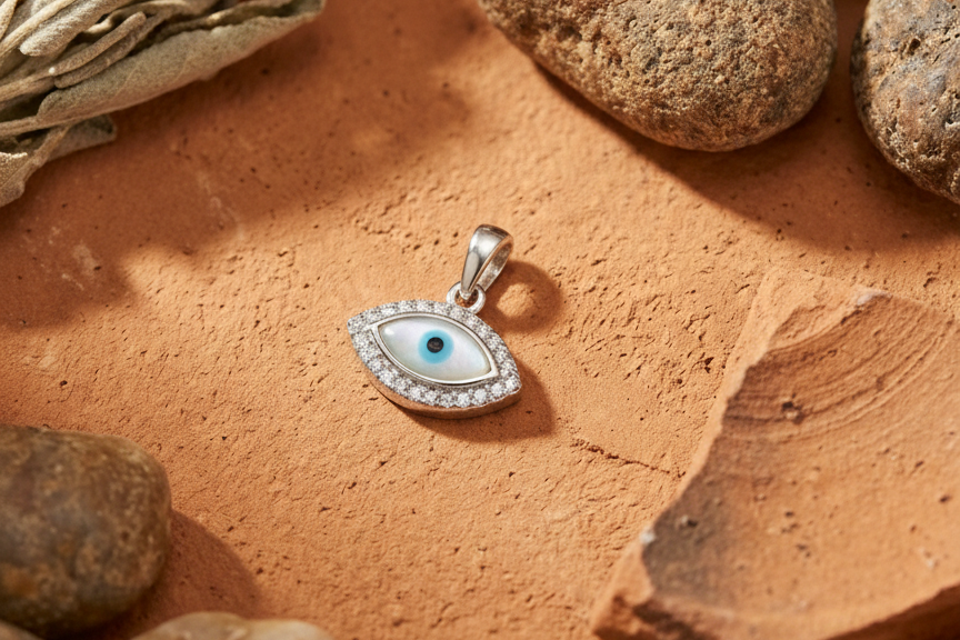 Marquise Evil Eye Pendant Necklace – 925 Sterling Silver