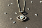 Marquise Heart Evil Eye Watch Charm – 925 Sterling Silver