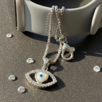 Marquise Heart Evil Eye Watch Charm – 925 Sterling Silver