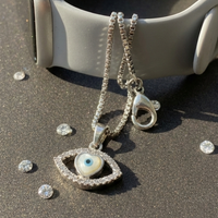Marquise Heart Evil Eye Watch Charm – 925 Sterling Silver