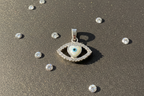 Marquise Heart Evil Eye Watch Charm – 925 Sterling Silver