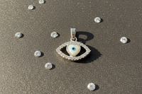Marquise Heart Evil Eye Watch Charm – 925 Sterling Silver