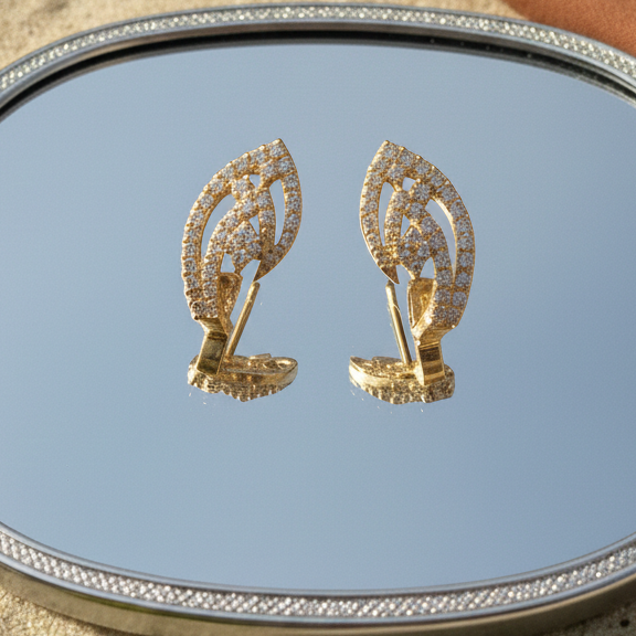 Marquise Leaf Cluster CZ Studs | 925 Sterling Silver