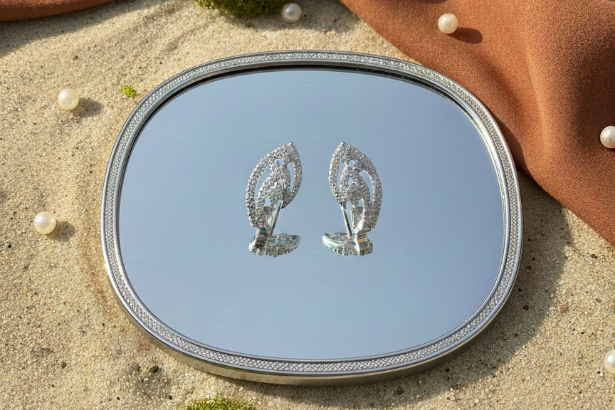 Marquise Leaf Cluster CZ Studs | 925 Sterling Silver