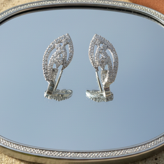 Marquise Leaf Cluster CZ Studs | 925 Sterling Silver
