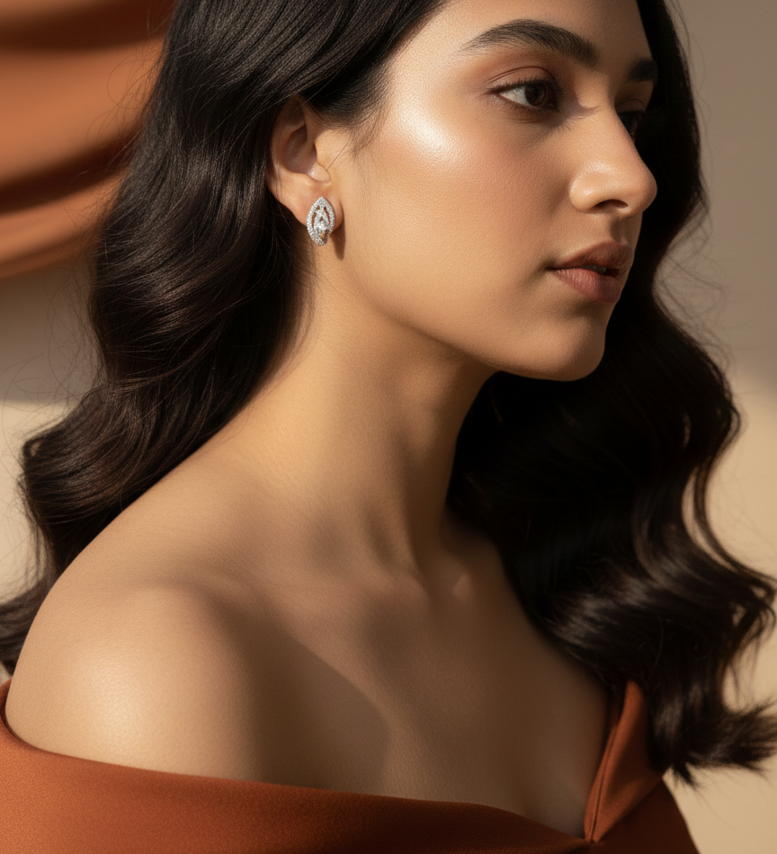 Marquise Leaf Cluster CZ Studs | 925 Sterling Silver