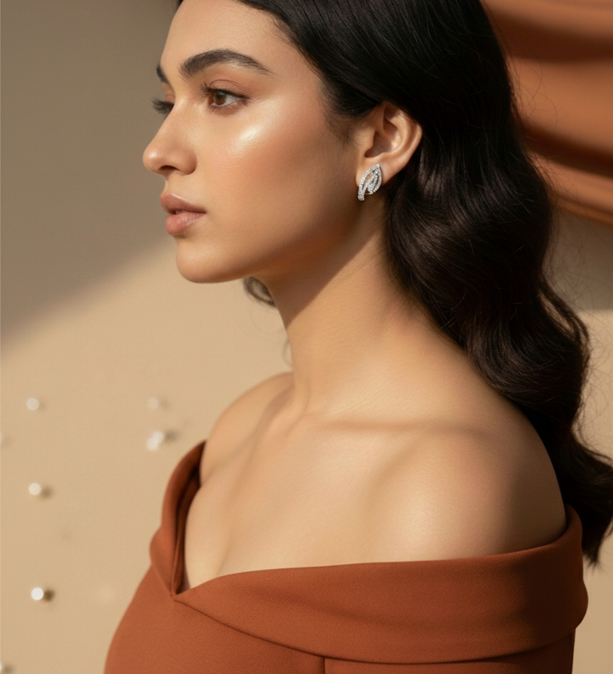 Marquise Leaf Cluster CZ Studs | 925 Sterling Silver