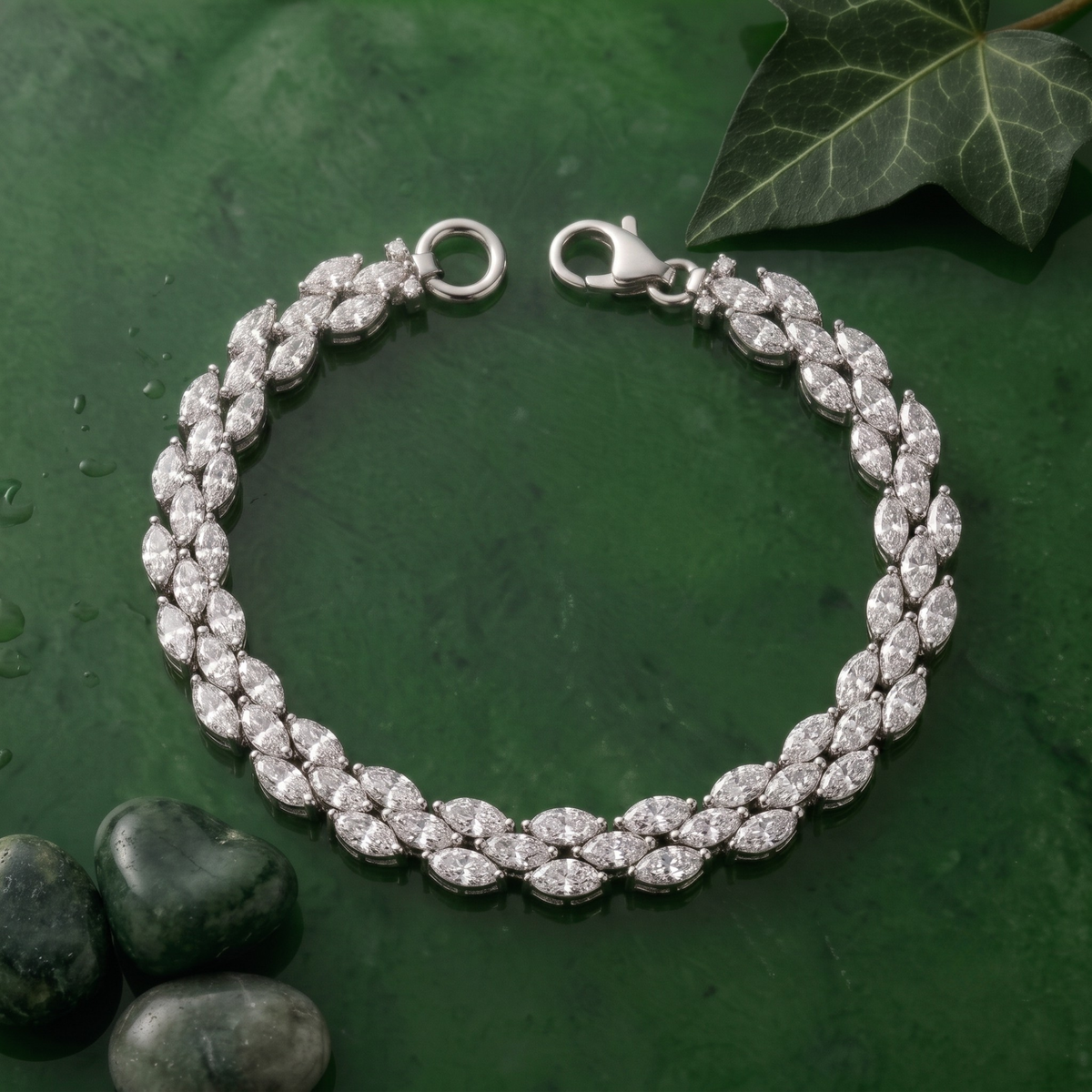Marquise Cluster Tennis Bracelet – 925 Sterling Silver Statement