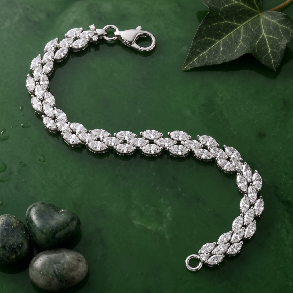 Marquise Cluster Tennis Bracelet – 925 Sterling Silver Statement