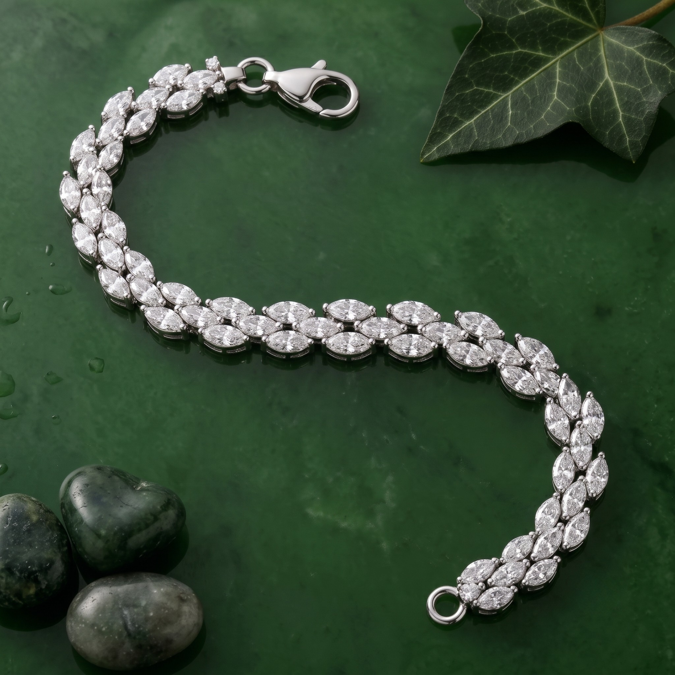 Marquise Cluster Tennis Bracelet – 925 Sterling Silver Statement