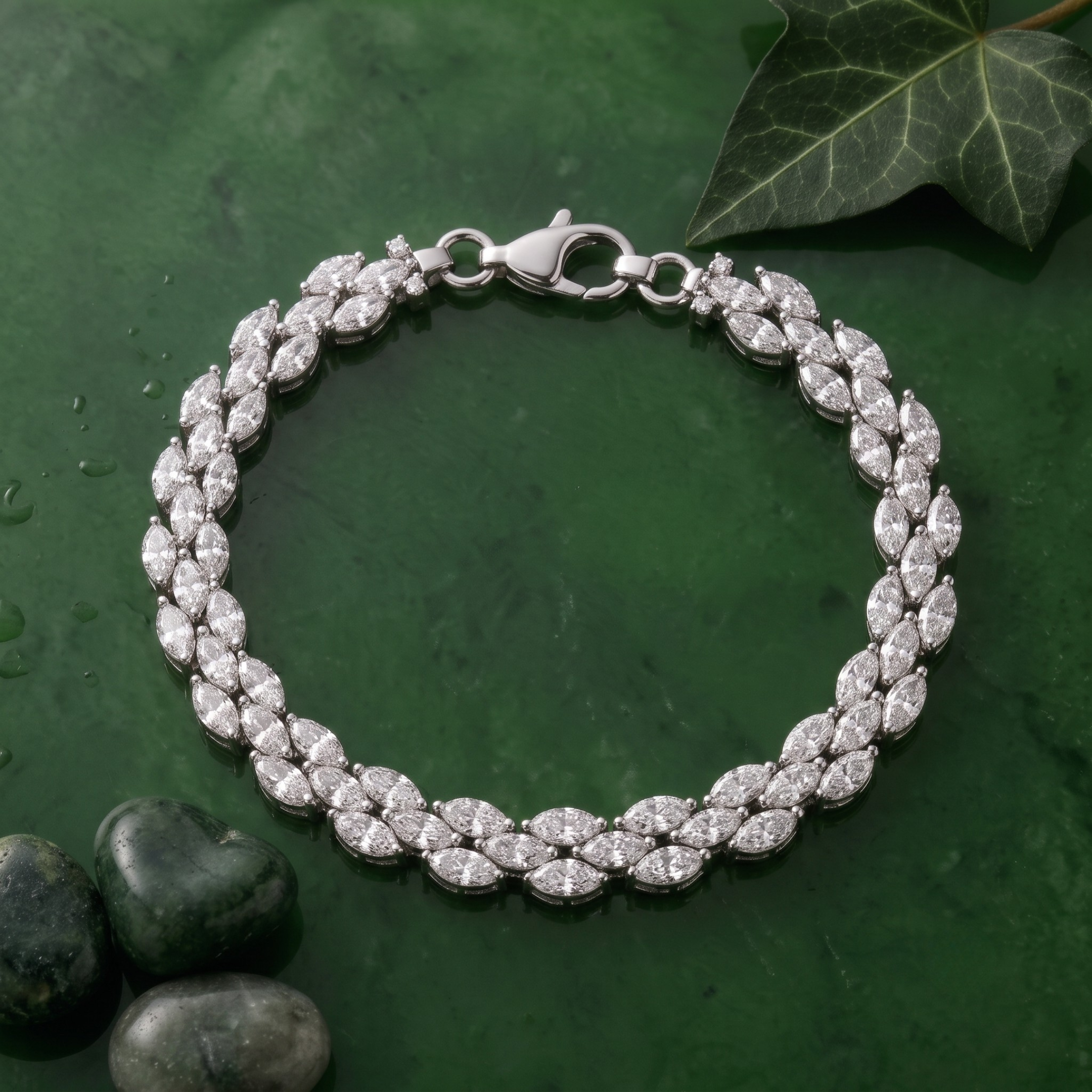 Marquise Cluster Tennis Bracelet – 925 Sterling Silver Statement