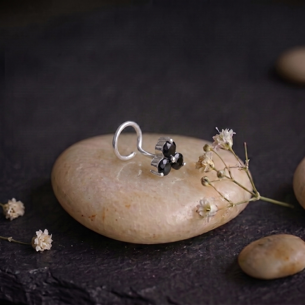 Midnight Trinity Nose Pin in 925 Sterling Silver