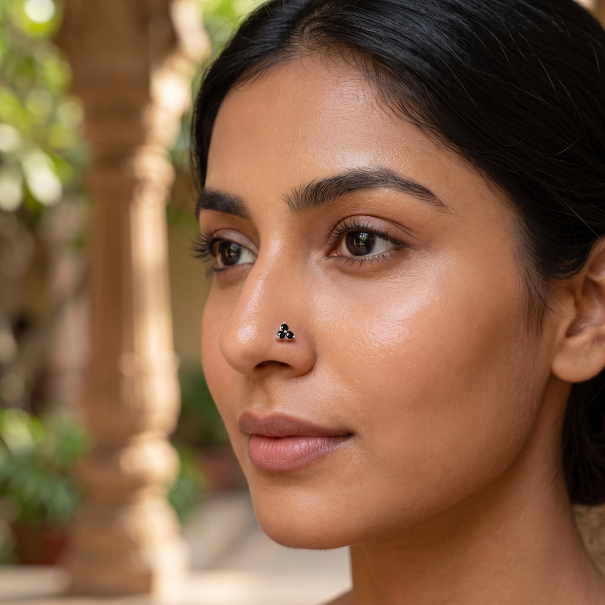 Midnight Trinity Nose Pin in 925 Sterling Silver