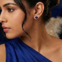 Royal Blue Heart Solitaire Studs | 925 Sterling Silver