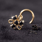 Midnight Swirl Floral Nose Pin in 925 Sterling Silver