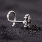 Midnight Swirl Floral Nose Pin in 925 Sterling Silver