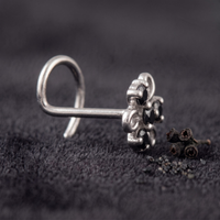 Midnight Swirl Floral Nose Pin in 925 Sterling Silver