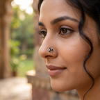 Midnight Swirl Floral Nose Pin in 925 Sterling Silver