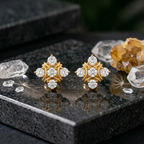 Modern Gold Quad Cluster Studs - 925 Sterling Silver