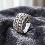 Encrusted Multi-Layer Cocktail Band in 925 Sterling Silver