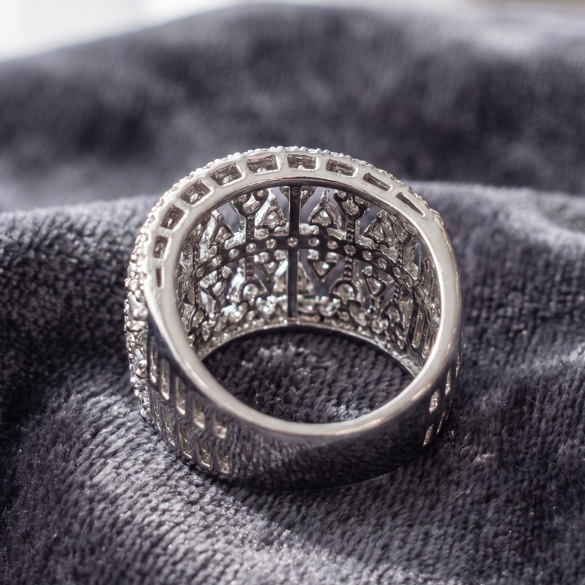 Encrusted Multi-Layer Cocktail Band in 925 Sterling Silver