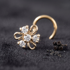 Open Petal Floral Nose Pin in 925 Sterling Silver