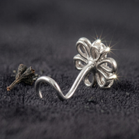 Open Petal Floral Nose Pin in 925 Sterling Silver