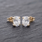 Oval Cut CZ Solitaire Studs | 925 Sterling Silver