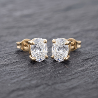 Oval Cut CZ Solitaire Studs | 925 Sterling Silver