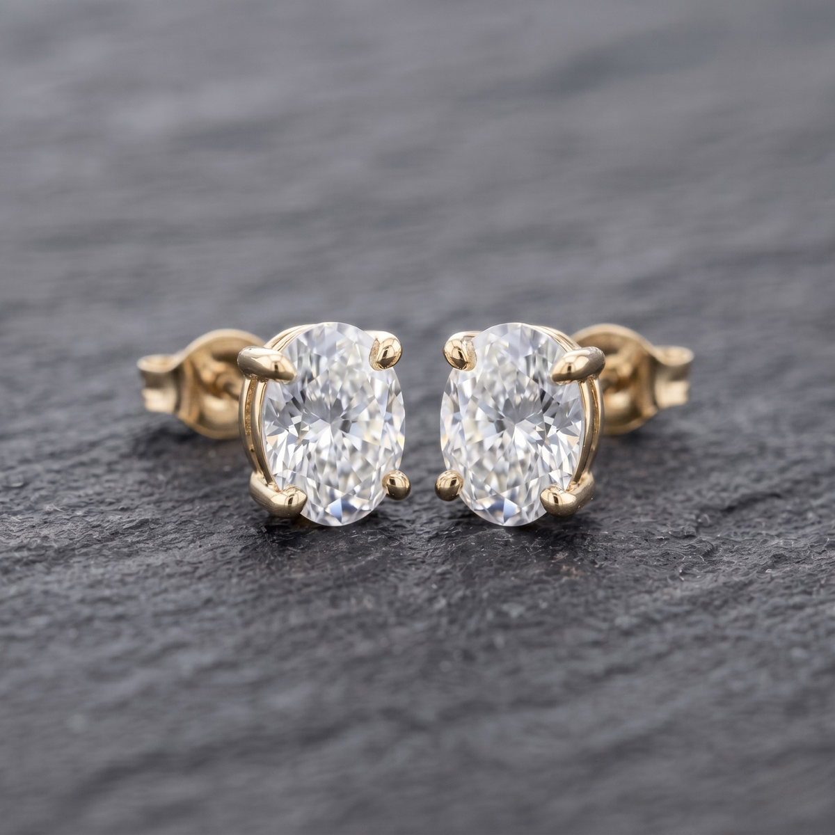 Oval Cut CZ Solitaire Studs | 925 Sterling Silver