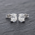 Oval Cut CZ Solitaire Studs | 925 Sterling Silver