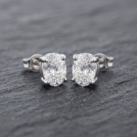 Oval Cut CZ Solitaire Studs | 925 Sterling Silver