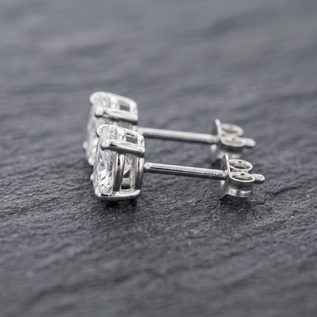 Oval Cut CZ Solitaire Studs | 925 Sterling Silver