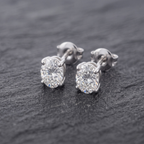 Oval Cut CZ Solitaire Studs | 925 Sterling Silver