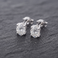 Oval Cut CZ Solitaire Studs | 925 Sterling Silver