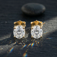 Elegant Oval Solitaire Studs - 925 Sterling Silver