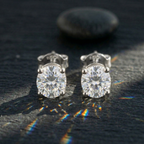 Elegant Oval Solitaire Studs - 925 Sterling Silver