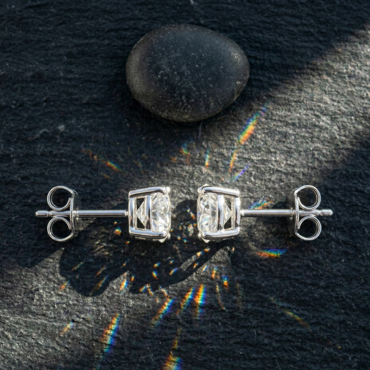 Elegant Oval Solitaire Studs - 925 Sterling Silver