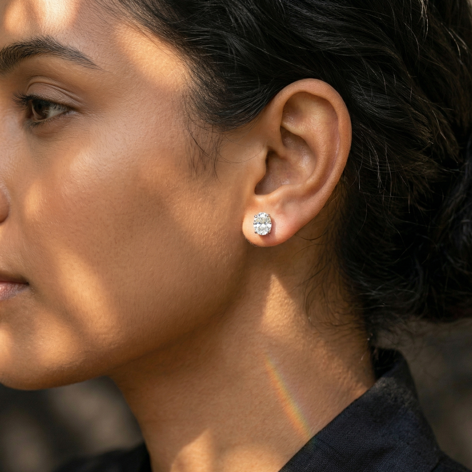 Elegant Oval Solitaire Studs - 925 Sterling Silver