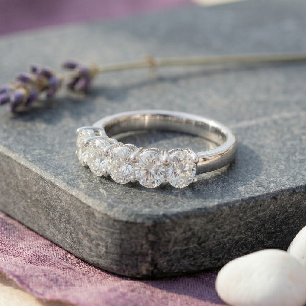 Five-Stone Oval Ring in 925 Sterling Silver