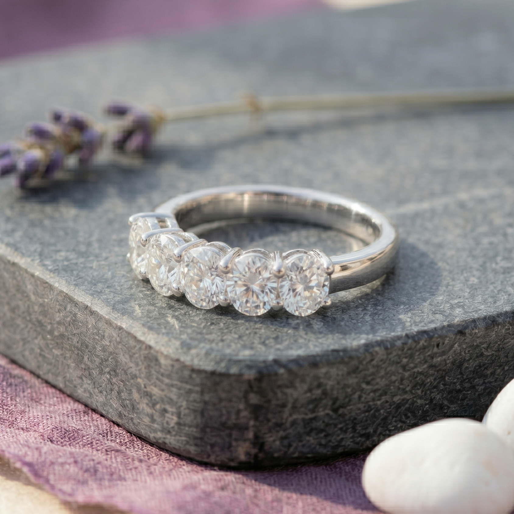 Five-Stone Oval Ring in 925 Sterling Silver