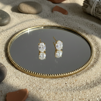 Oval Cut CZ Solitaire Studs | 925 Sterling Silver