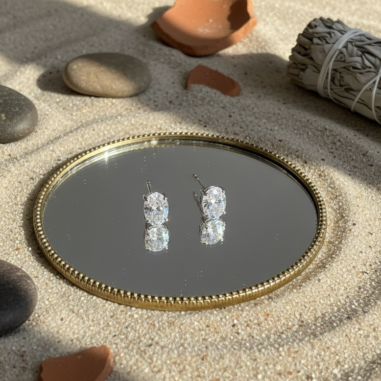 Oval Cut CZ Solitaire Studs | 925 Sterling Silver
