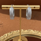 Wide Multi-Row Pave CZ Huggie Hoops | 925 Sterling Silver